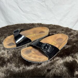Black Birkenstock Ladies Slide Sandals Sz 6-6.5 (37) (RLTOMI)